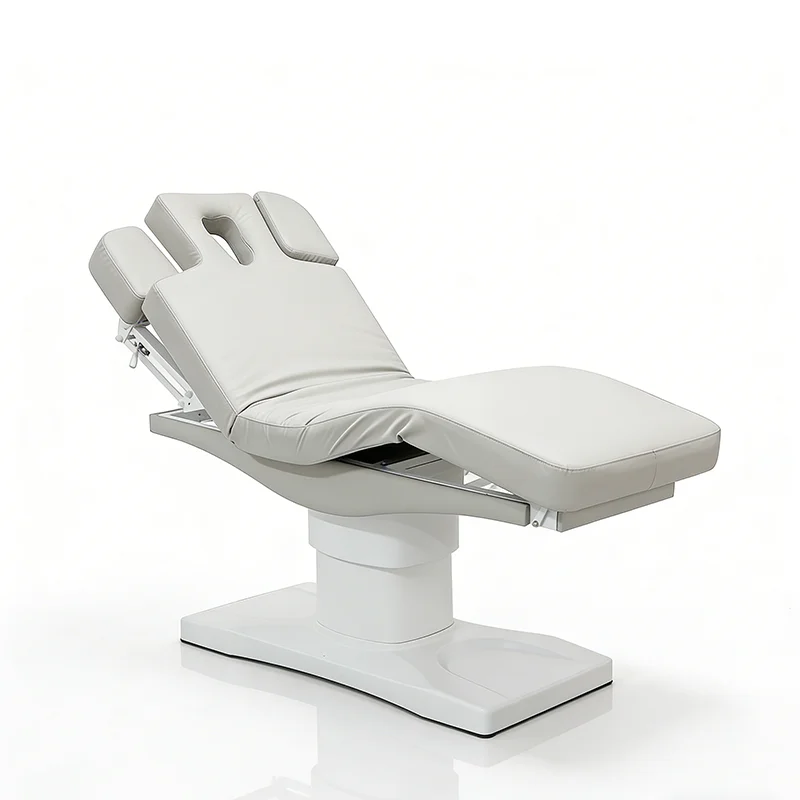

Electric Massage Table, 3 Motors PVC Metal Frame Esthetician Bed, Adjustable Facial Bed, High-Density Sponge Spa Treatment Table