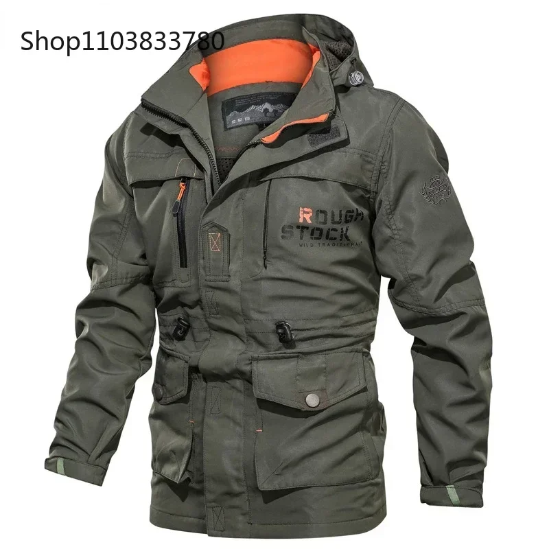 Men\'s Windbreaker Military Skin Soft Shell Clothes Tactical Waterproof Jacket Flight Pilot Hood Coat Climbing Army Field Jacket