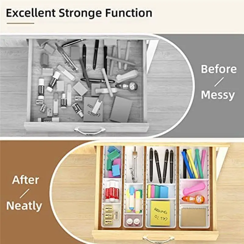 ABPP 4 Pack Desk Drawer Organizer Trays, Plastic Drawer Organizer Set Makeup Organizer Storage Dividers
