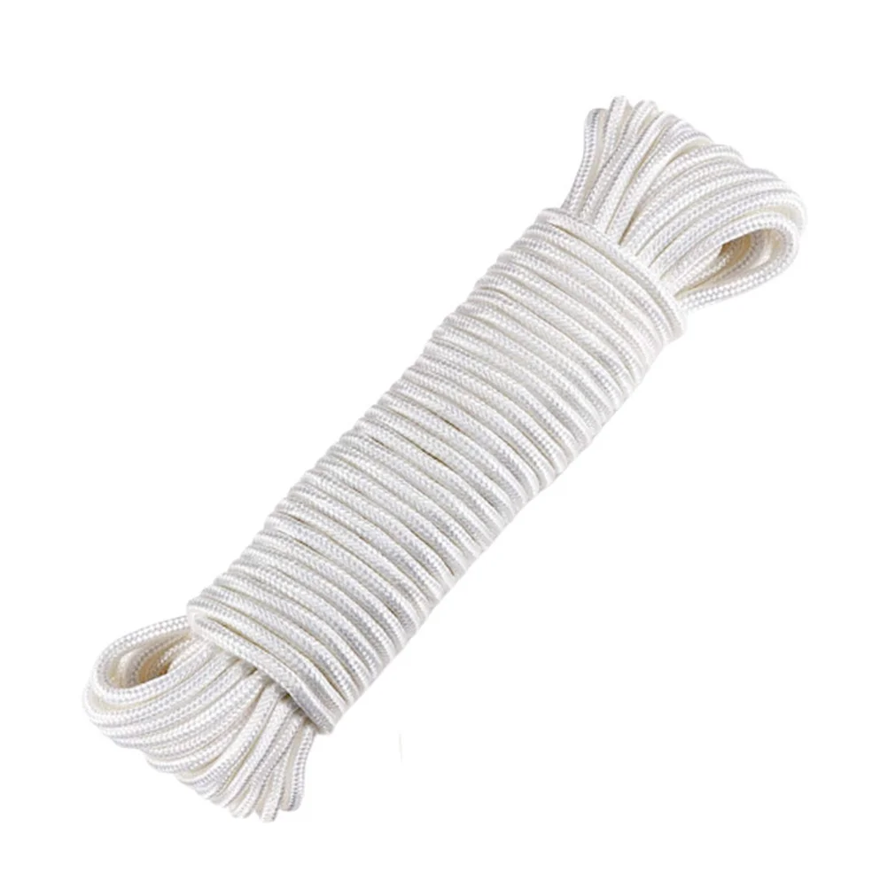 

2Pcs Camping Tent Rope 4Mm 10M White Nylon Rope for Outdoor Hiking Travel Lightweight Cord Tie Down for Pots Bowls Waist Carry