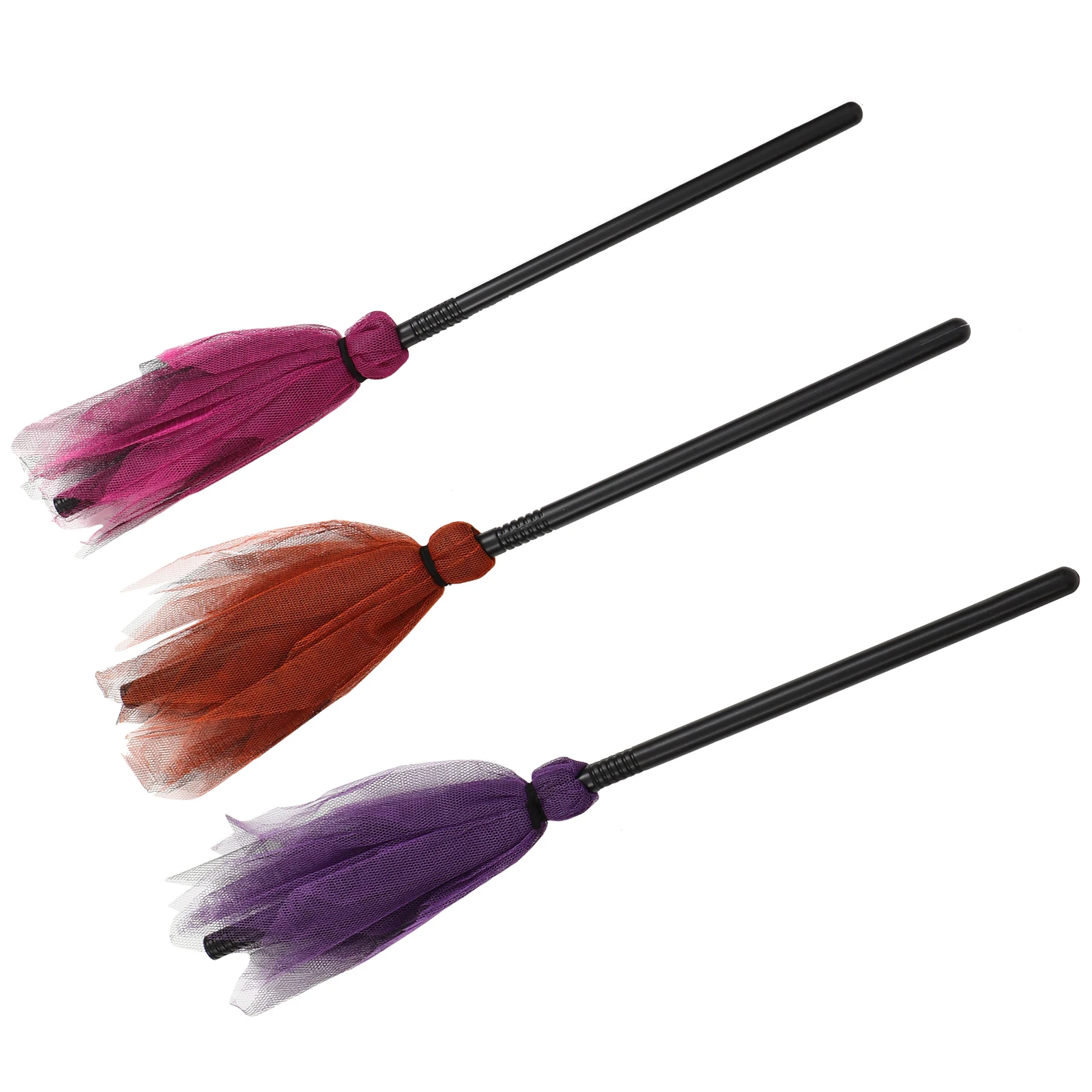 

Witch Plastic Broom Lightweight Smooth Halloween Broomstick Kids Mesh Decor Party Favors Yarn Broom Cosplay Props Role Play