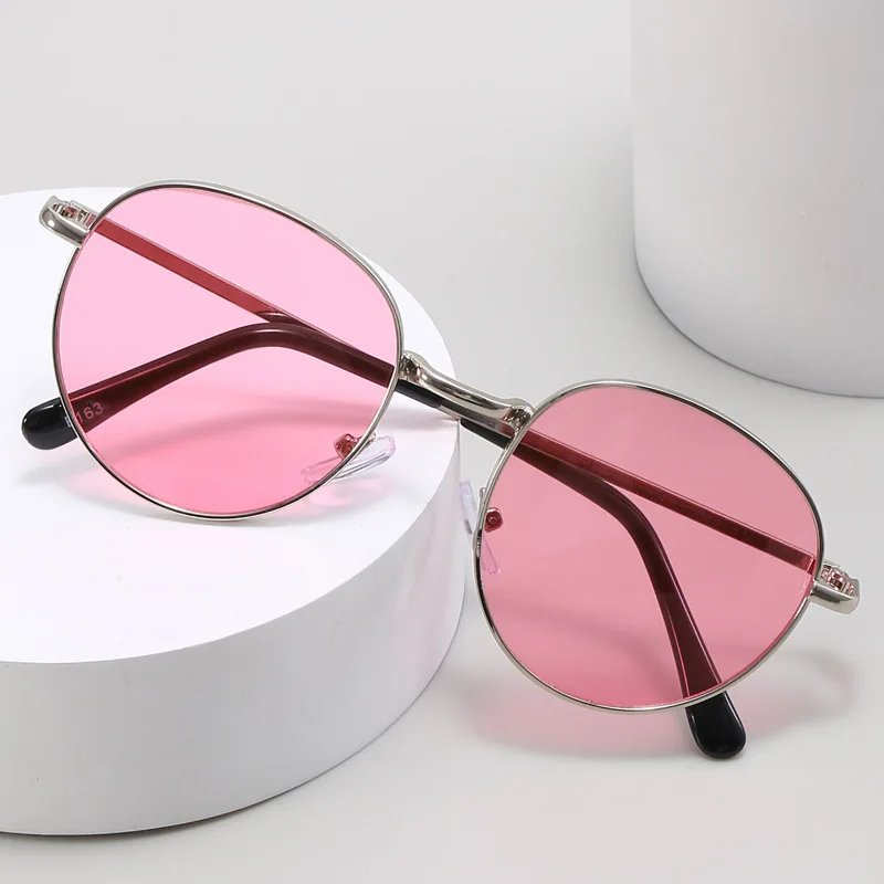 

Новинка 2025, прямые металлические солнцезащитные очки, металлические детские солнцезащитные очки для мальчиков и девочек, детские очки овальной формы