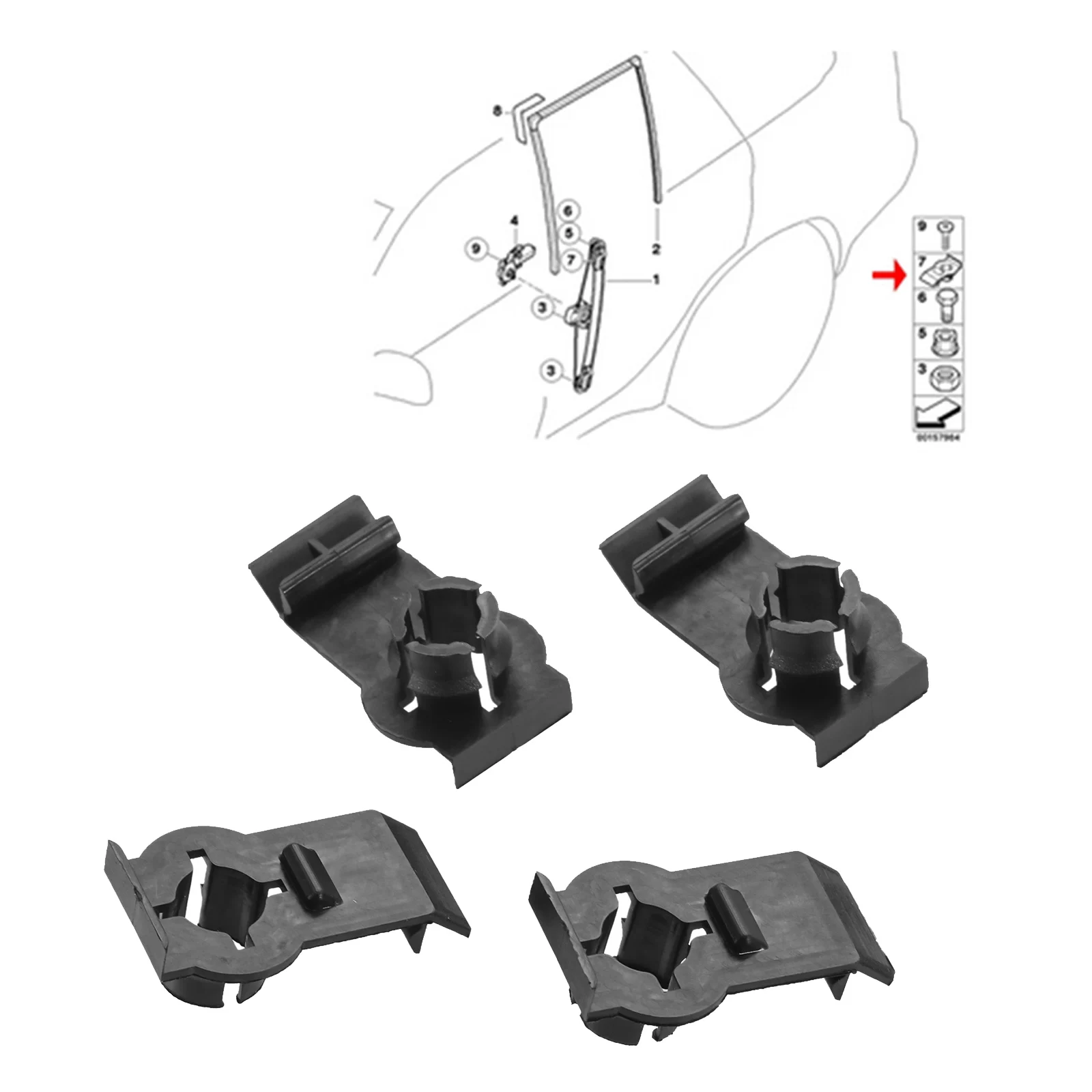 4Pcs Auto Car Window Regulator Retaining Repair Clip Bracket Front Left Right  51338254781 For BMW E53 X5 2000 2001 2002-2006