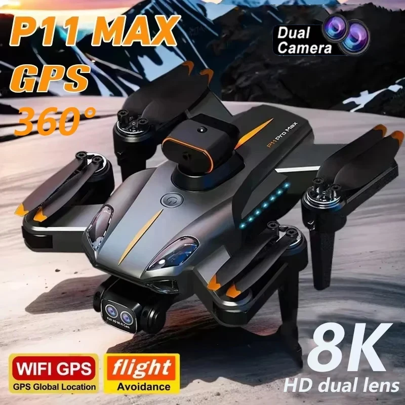 

P11S Drone 8K HD Camera 360 Obstacle Avoidance FPV MINI Aerial Photography Helicopter Professional Foldable Quadcopter Toy Gifts