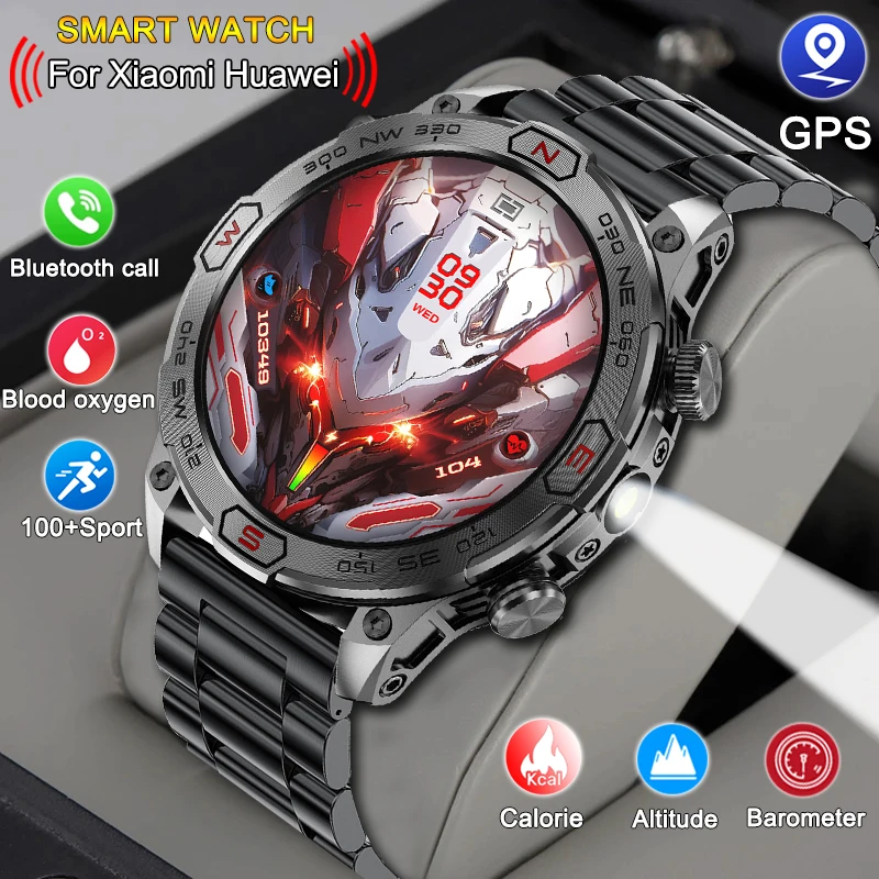 2024 New For Huawei Xiaomi Outdoor Military GPS Trajectory SmartWatch Men HD Screen Heart Rate IP68 Waterproof Sports Smartwatch