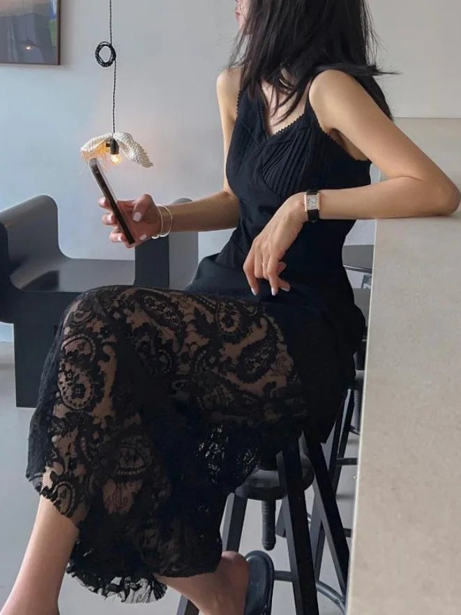 Bla dentelle épissure gilet Dr Chic Faion vêtements pour femmes Unique beau v-ne Svel trajet Sle été Dr