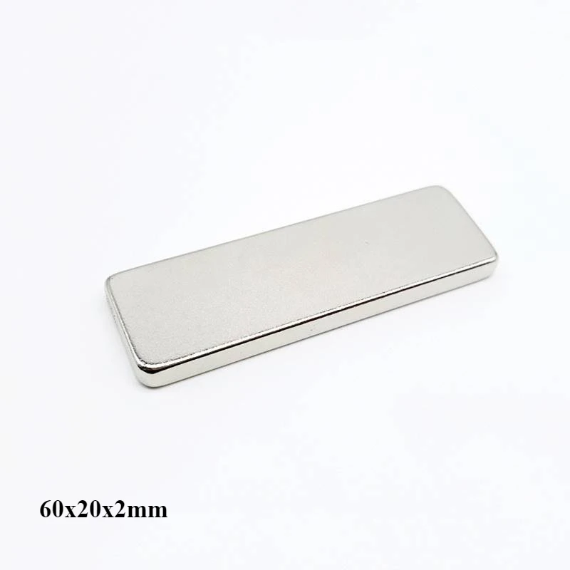 60x20x2 Block Strong Rare Earth Magnet 60mm x 20mm x2mm For Home Refrigerators, Offices DIY 60x20x2mm Powerful Magnet 60*20*2