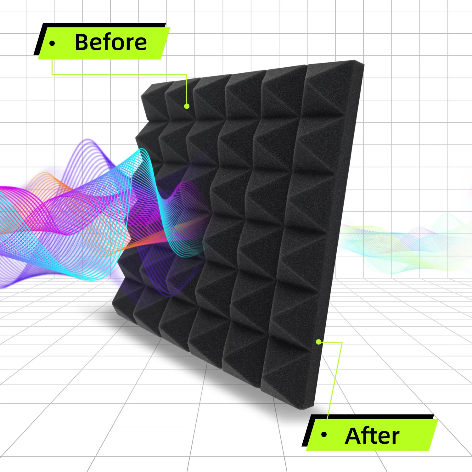 Acoustic Panels 50 Pack Soundproof Wall Panels 25kg/m³ Studio Sound Absorbing Material Acoustic Foam Home Decoration Studio
