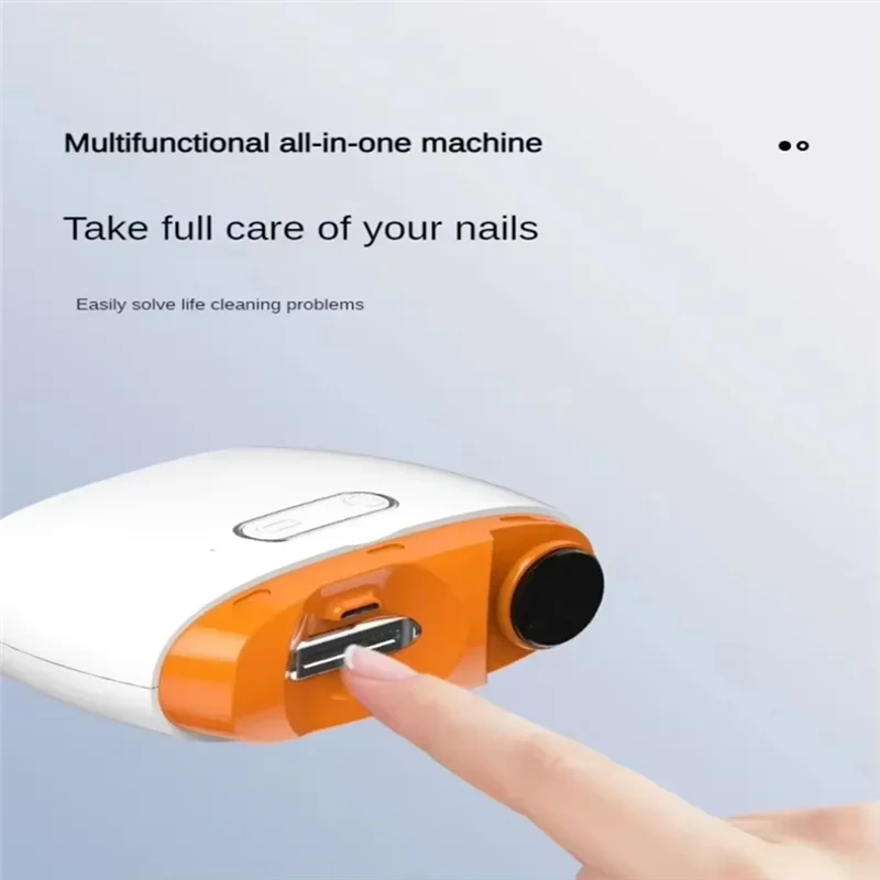 ABZV-Nagelschneider, automatisch, 2-in-1, elektrischer Nagelknipser mit Lichtern, Maniküre-Maschine, tragbarer Polierer, Typ C, wiederaufladbar