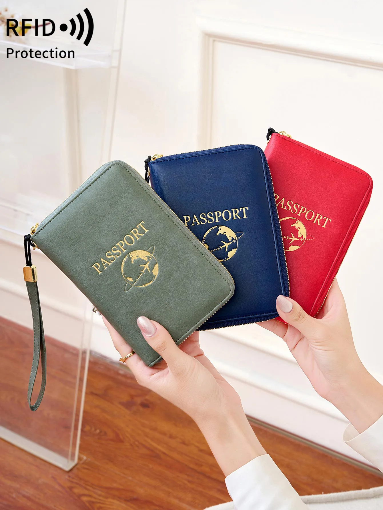 New Retro Passport Bag Fashion RFID Multifunctional PU Leather Passport Wallet Storage Bag Travel Accessories ID Bag Card Holder