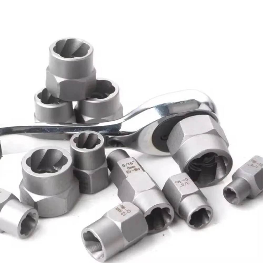 

14 Pcs Impact Bolt & Nut Remover Set Cr-Mo Steel Bolt Extractor Tool Set with Solid Storage Case for Industrial