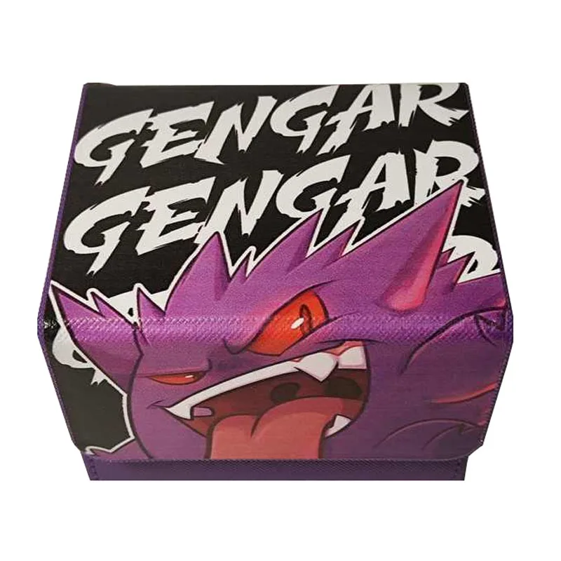 Gengar PTCG DIY lederen kaartdoos met grote capaciteit, verdikte anime-gamecollectiekaartopbergdoos 100+
