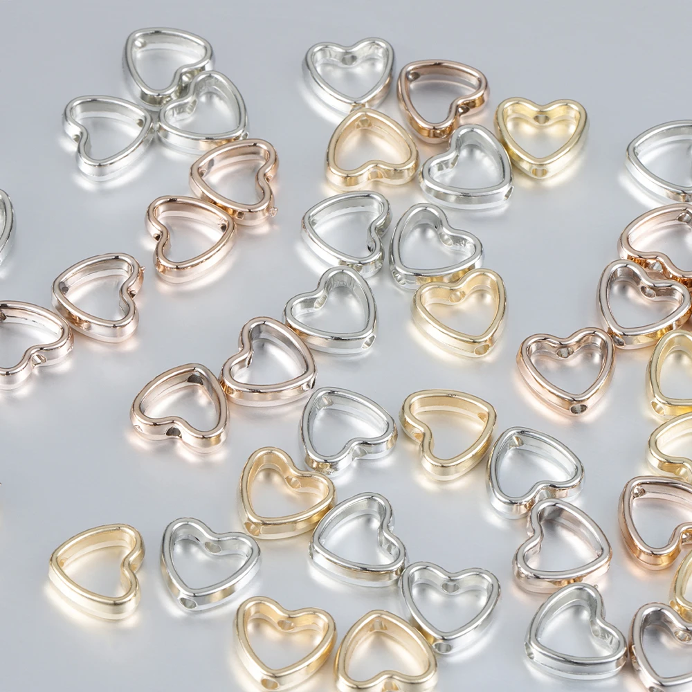 50pcs Love Heart CCB Beads Frame Spacer Beads Charms for DIY Necklace Bracelet Connectors Pendants Jewelry Making Accessories