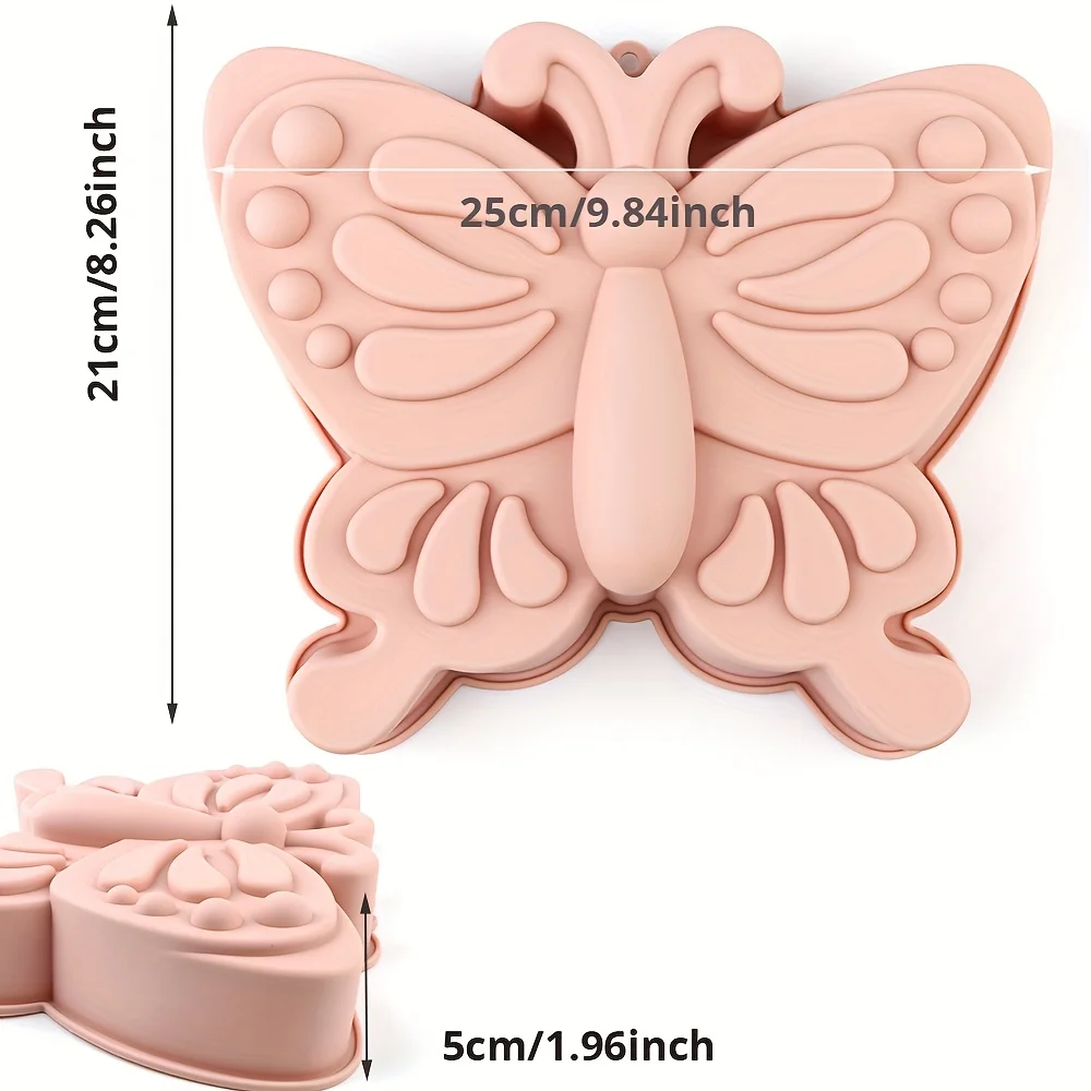1 Large Size 9inch Butterfly Cake Mold Silicone Mold, Non-Stick Baking Cupcake Pan for Chocolate, Desserts, and Soap, Multi-Functional Holiday Craft for Christmas and Halloween
