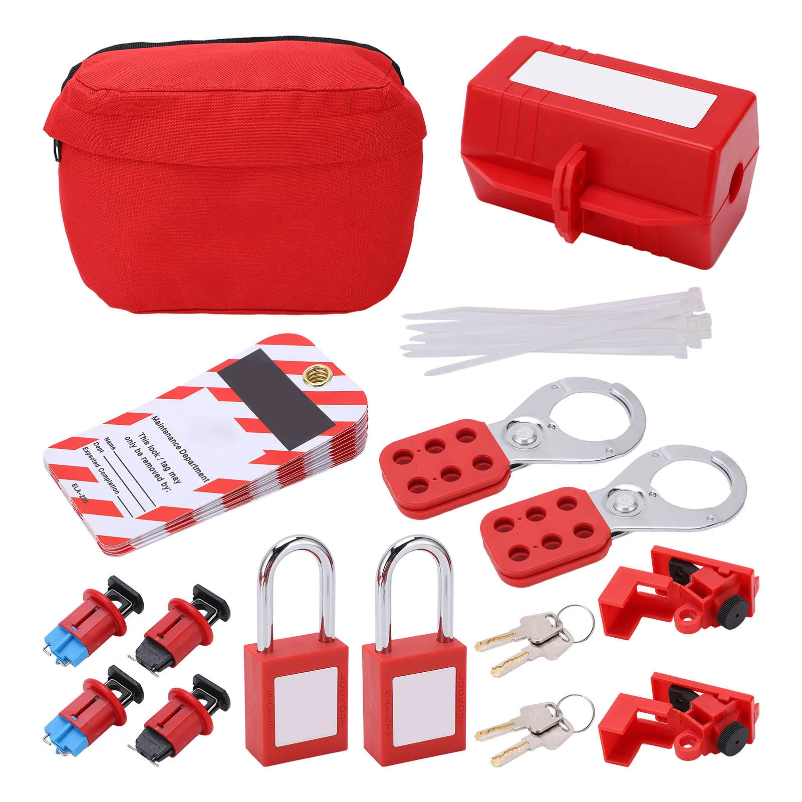 Electrical Circuit Breaker Lockout Tagout Kit Safty Padlock Loto Tags Hasps Set for Industrial Chemical Circuit Breaker Lockout