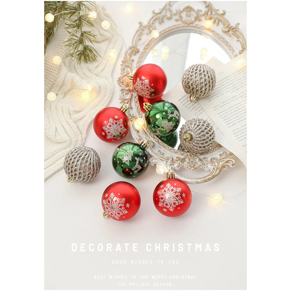

Christmas Ball Ornament Set 9PCS Plastic 6CM Diameter with Electroplated Finish for Modern Simple Holiday Decoration