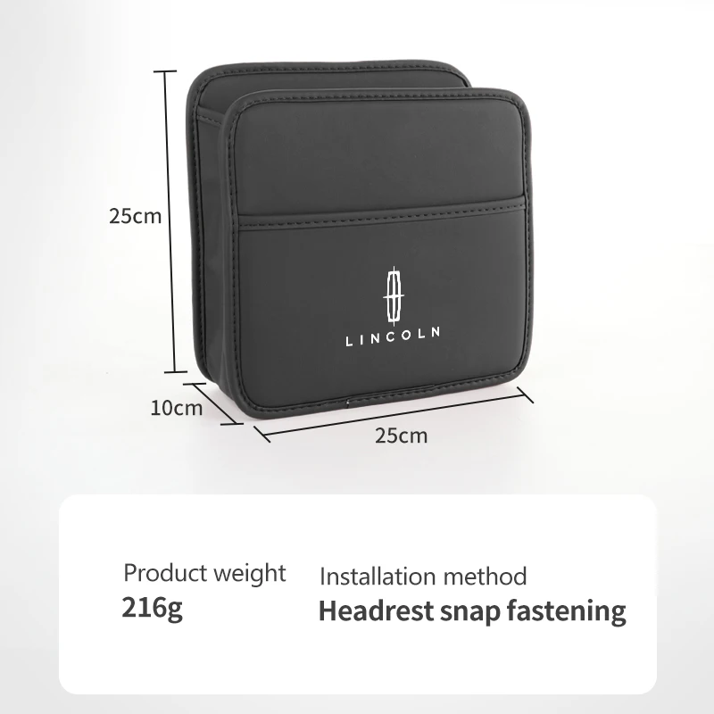 Car Seat Storage Bag Chair Back Water Cup Tissue Storage Box For Lincoln Mondeo MKC MKZ MKX MKT Aviator Navigator view 4