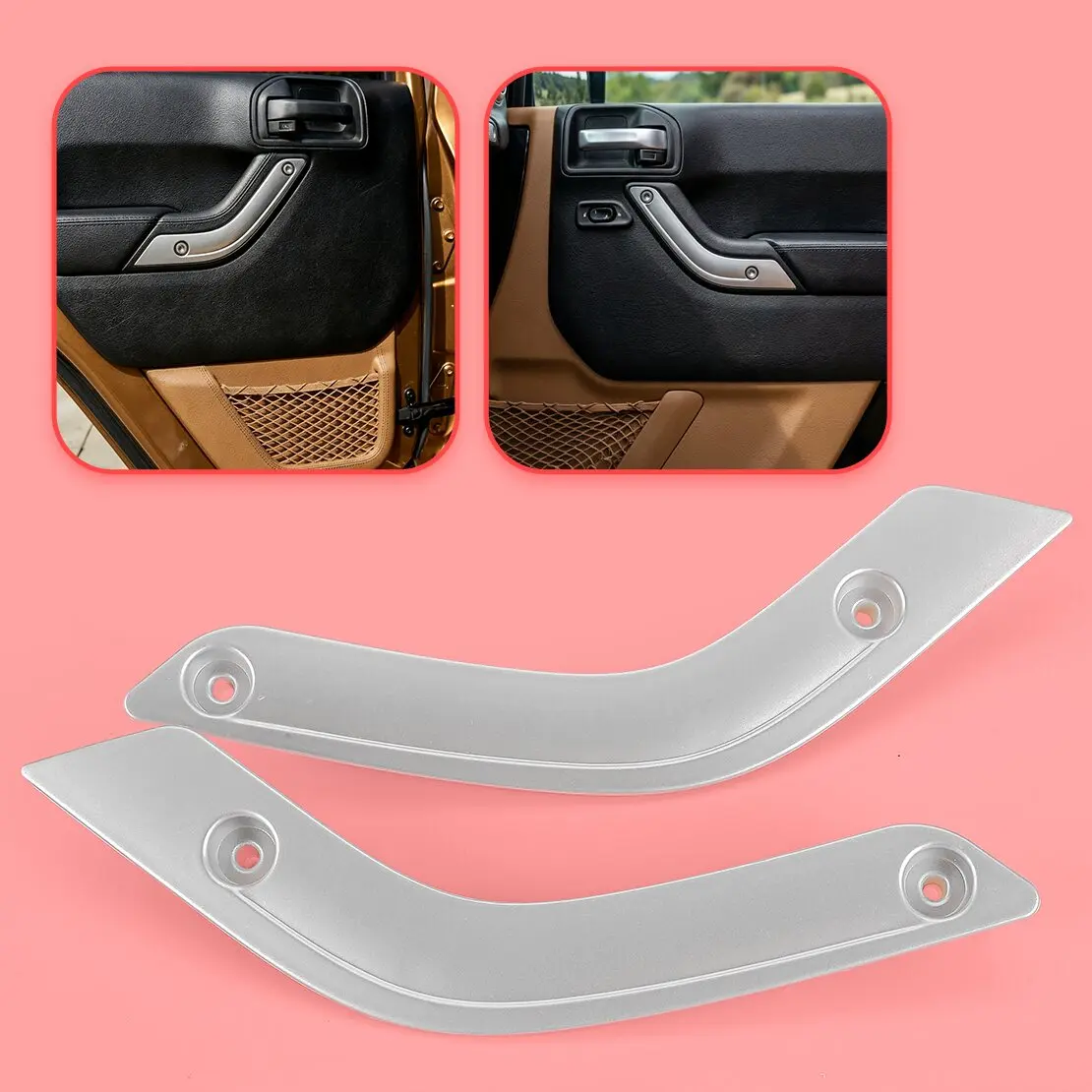 1RC72JAHAD 1RC72JAHAE 1 Pair Interior Door Handle Inserts Trim Bezel Cover Fit For Jeep Wrangler JK 2011-2018