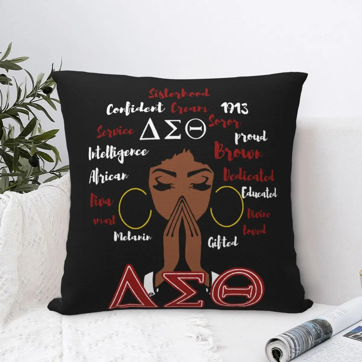 Delta Sorority Sigma Theta DST Square Throw Pillow Case Cover Cushion Pillowcase Home Decor for Room Sofa Couch Bed - 2-Pack