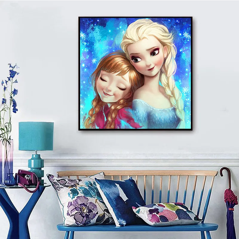 Diamond painting Cartoon Princess Elsa Sister Multi-size Full Drill Sticking Embroider Decoration Draw Handiwork Material Pack