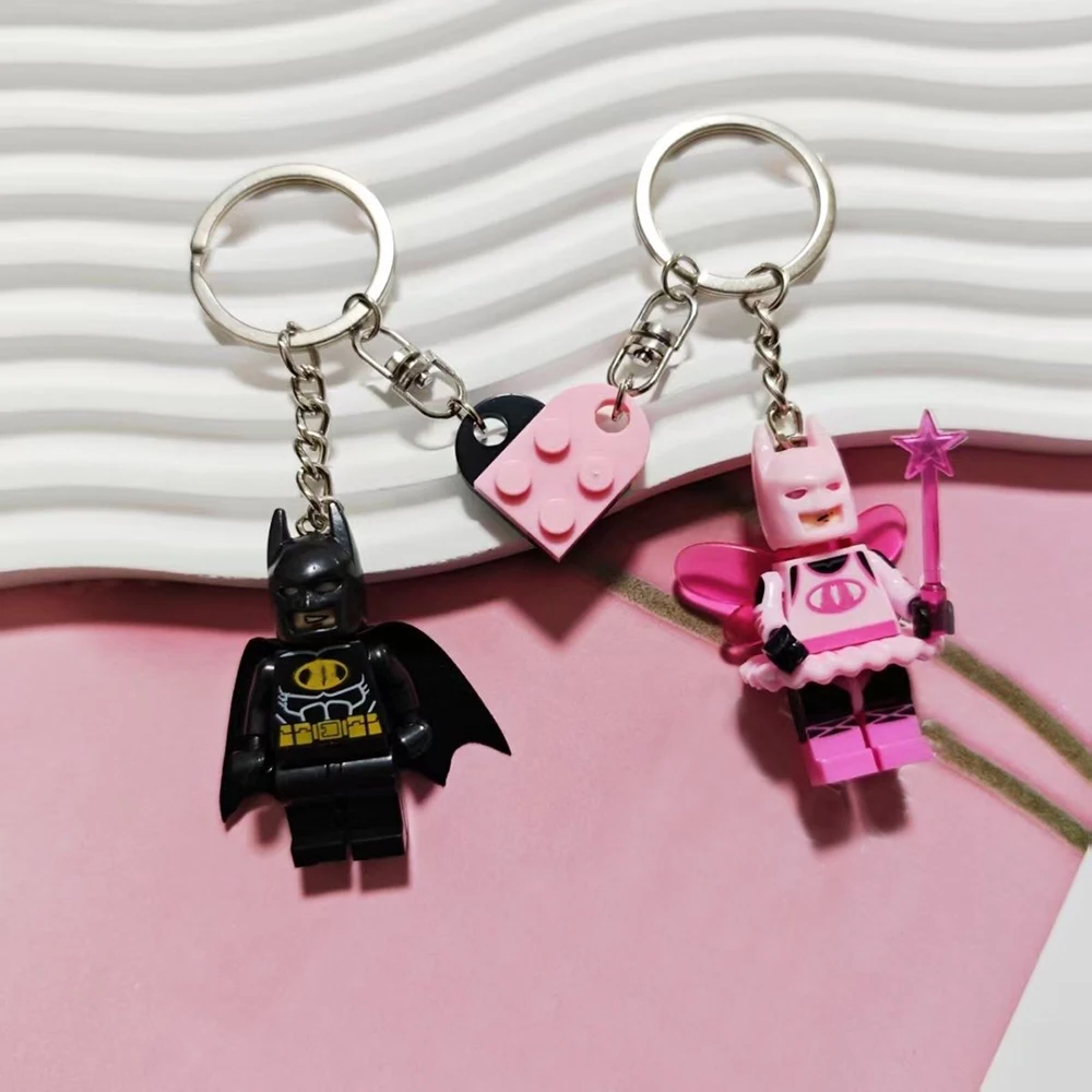 2Pcs Beautiful Fairy Star Pink Black Bat Cos Keychain Y2k Bow Keyring Backpack Pendant  Couple Keyring Valentine's Day Gift