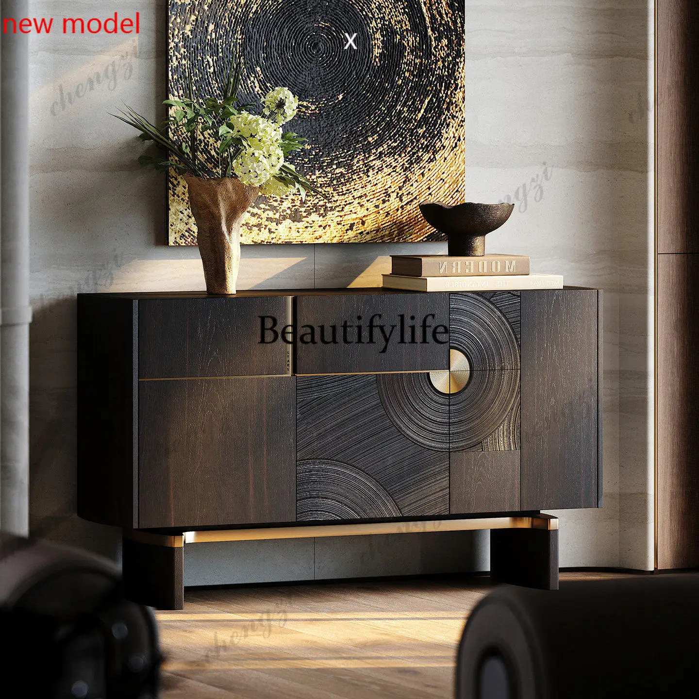 Light luxury, the entrance cabinet is facing the door, modern simple living room, entrance entrance tableN138
