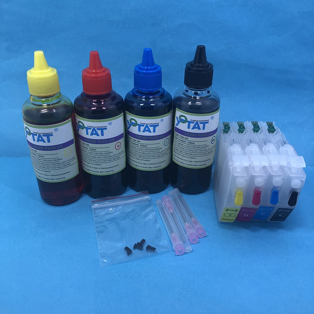 

4Pcs LC3111 Empty Refillable Ink Cartridge with 4Bottles 100ml Dye Ink for Brother DCP-J972N DCP-J973N-W/B DCP-J572N MFC-J893N