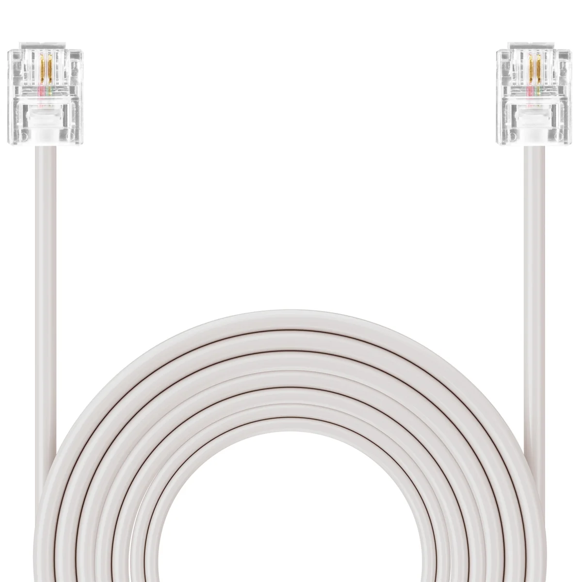 Cable de extensión de teléfono para conector RJ11, 1 piezas, 10m, color blanco