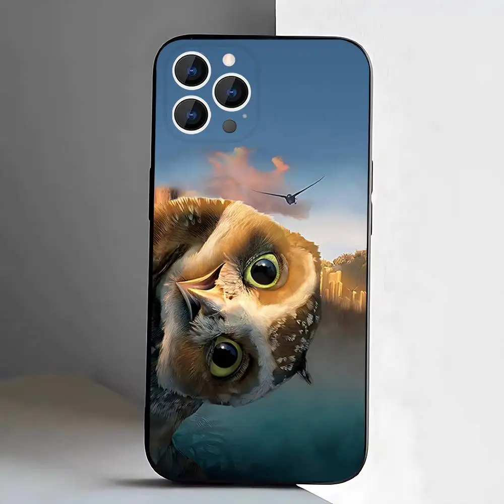 حافظة هاتف لطيفة على شكل بومة للأطفال لهاتف آيفون 17,16,15,14,13,12,11,Pro,Max,Plus,E,Air,غطاء أسود واقٍ صغير