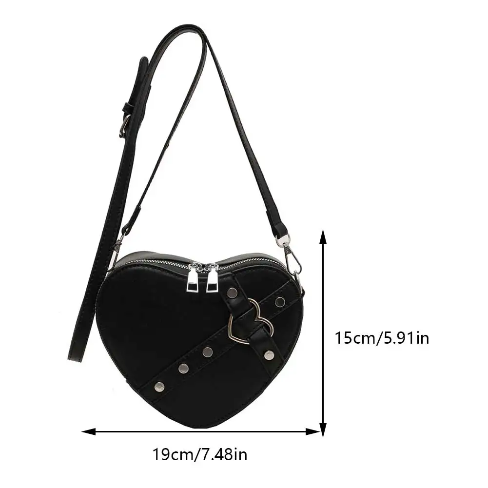 Heart Crossbody Bag for Women Rivet Messenger Shoulder Bags Adjustable Strap Chic Handbag New Year Ideas Gift Y2K Bag for Girls