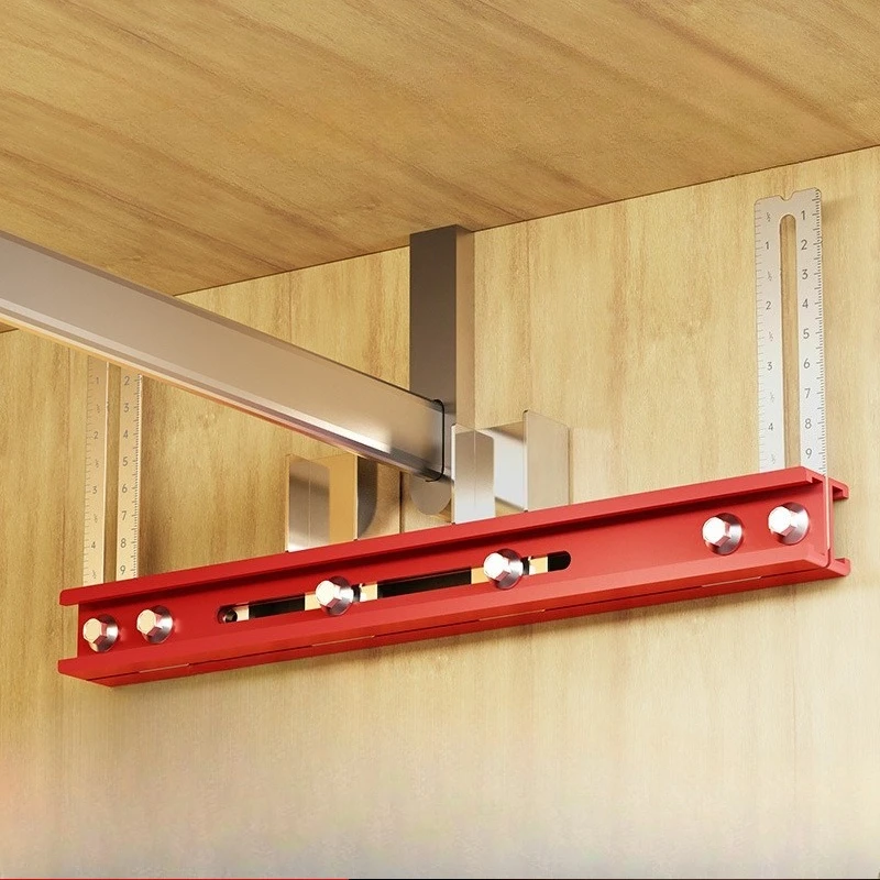 木工工具-ワードローブブーム取り付け位置決め定規-アルミ合金製両面スケール-正確な限界位置決め