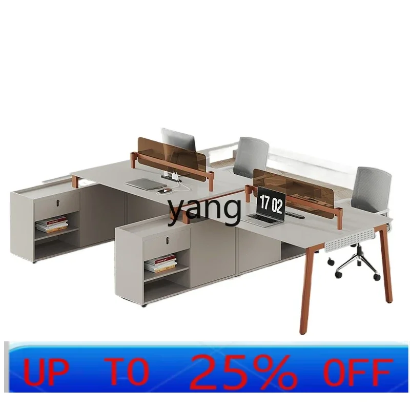 

LMMmodern simple financial desk screen 2/four or six people with side cabinet card holder