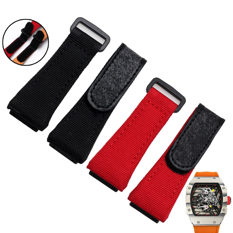 Nylon watchband For richard mille RM011 RM3502 RM056 canvas watch bracelet wristwatches band oramge red black band