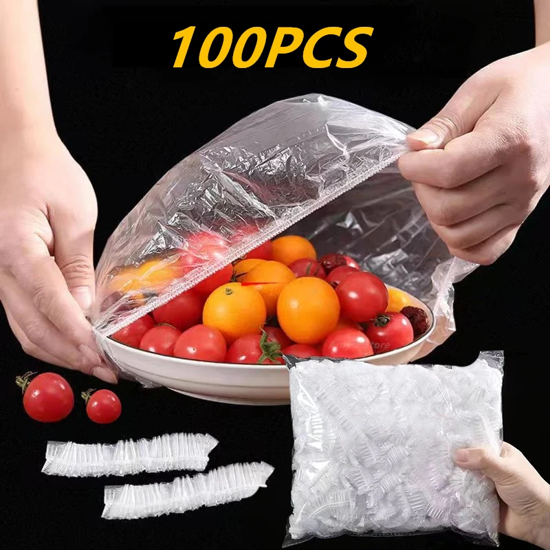 Reusable Disposable Food Cover Plastic Wrap Durable Elastic Food Lids For Bowls Elastic Plate Covers For Kitchen Food Saver Bag