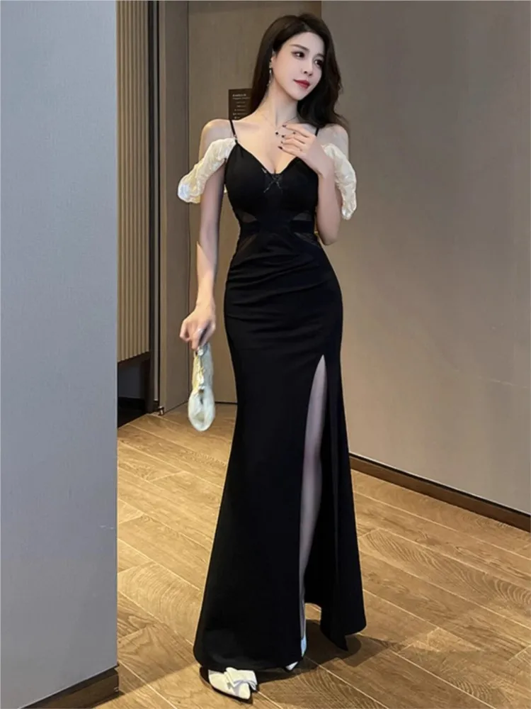 Halter top soft work style slit dress