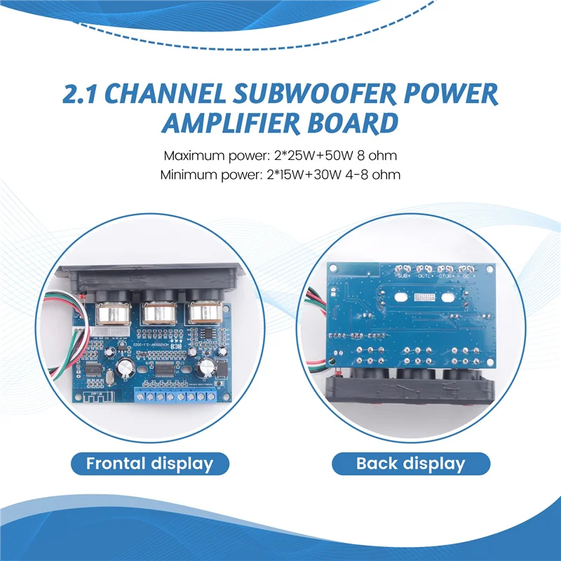 Płytka wzmacniacza audio ABZW 2.1 kanał Bluetooth 5.0 2X25W+50W Subwoofer Klasy D Zestaw Płytka Wzmacniacza z Gniazdem DC + Kabel AUX