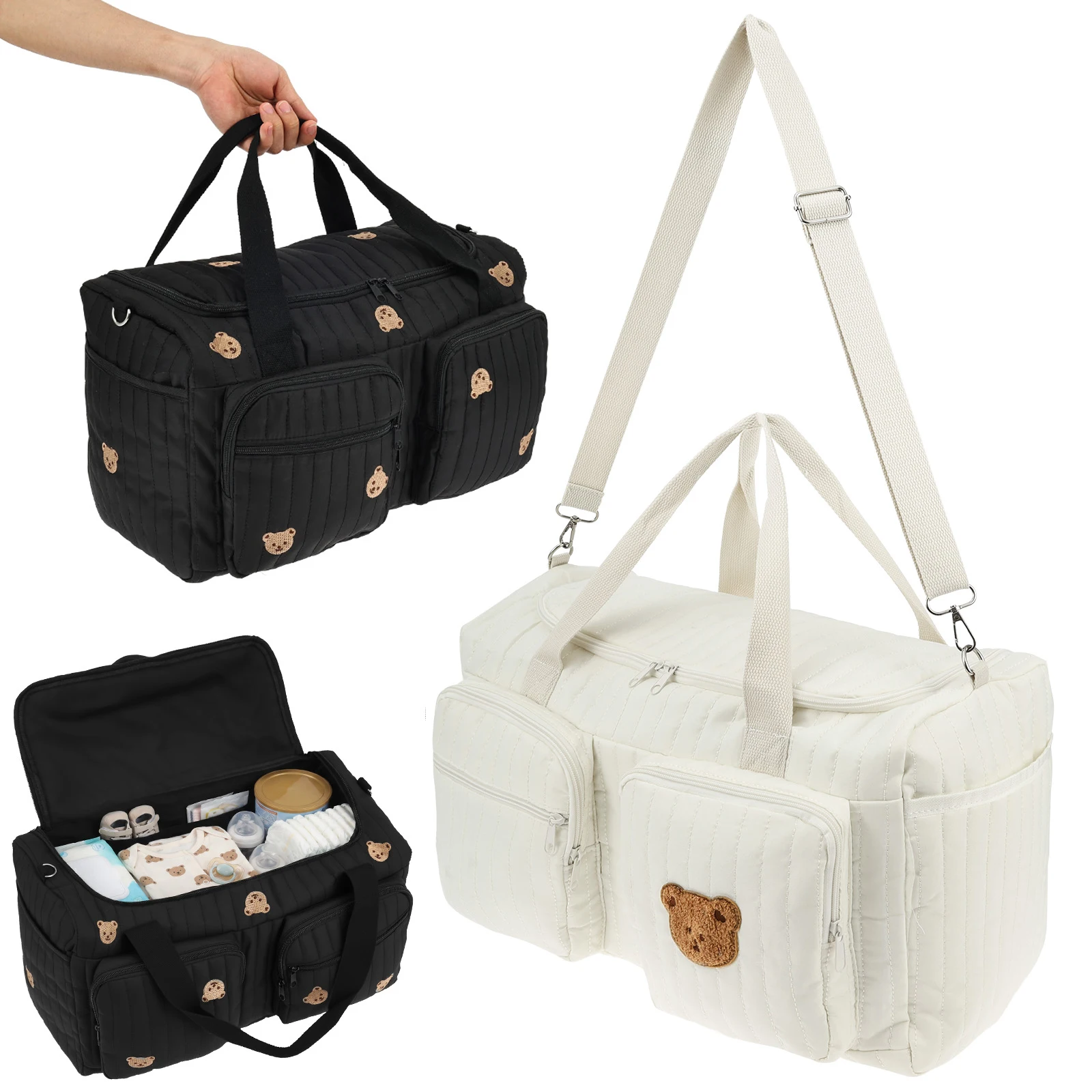 Tragbare Wickeltasche mit Großer Kapazität, Schultergurt und Mehreren Taschen, Multifunktionale Windeltasche für Krankenhaus und Alltag