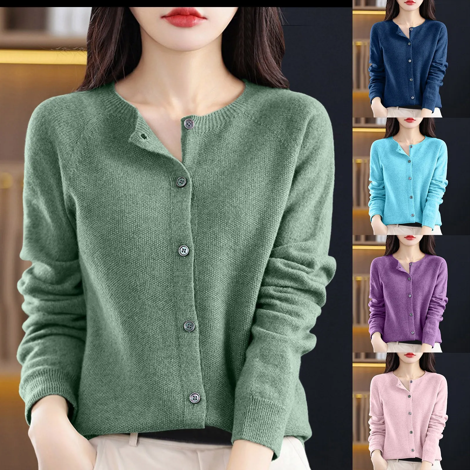 

Women Cardigans Sweater 2024 Casual Warm Autumn Winter O-neck Long Sleeve Single Breasted Slim Fashion Korean Knitwears Tops