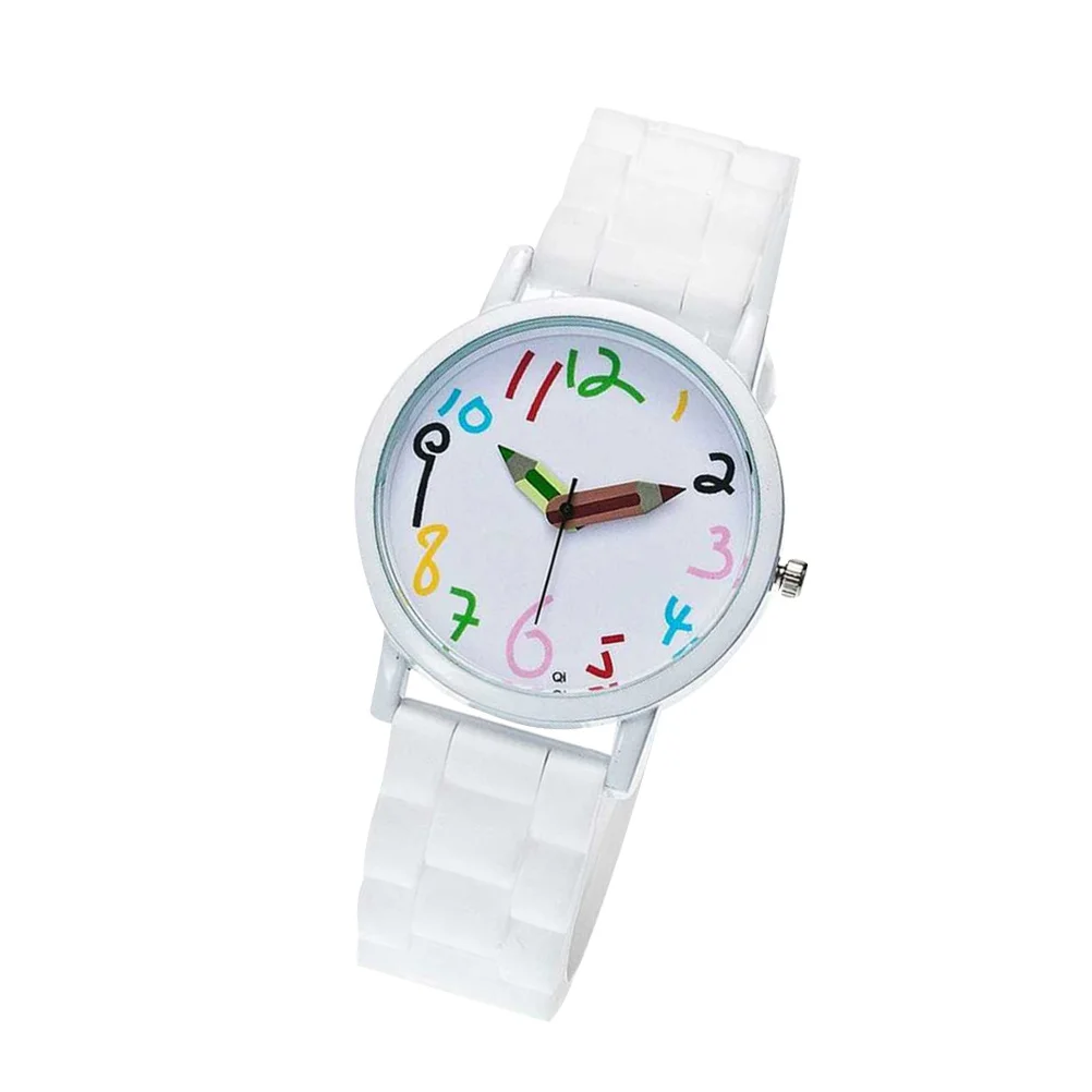 Adorável relógio de desenho animado, movimento preciso de quartzo, pulseira confortável, presente de aniversário para (branco), relógio de desenho animado