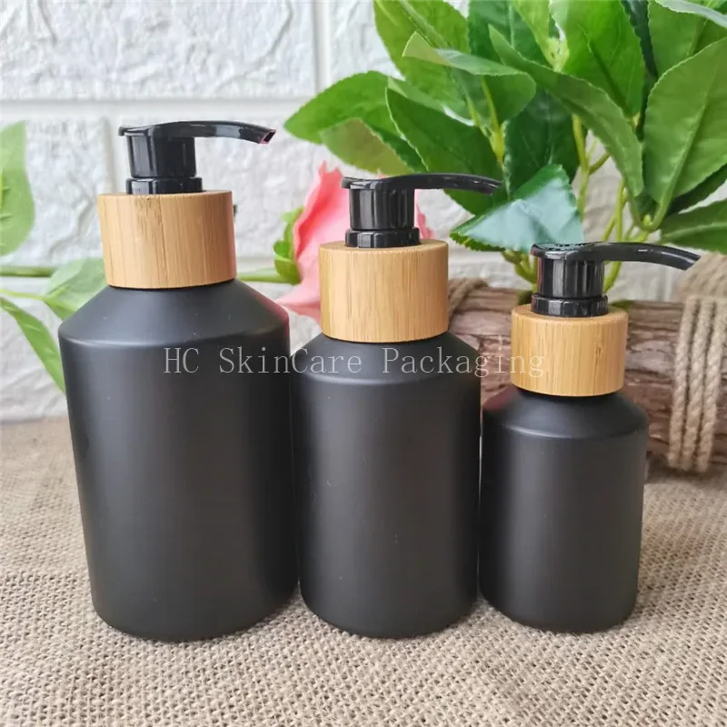 

Empty Sets Clear Frosted Glass Cream Jar With Bamboo Lid Glass Bottle For Toner Lotion Cosmetic Packaging，travel skin care tools