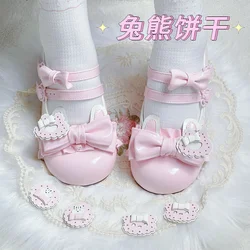 Rabbit Bear Biscuit Girl Lolita Original Round Head Cute Bow Low Heel Lolita Lo Shoes Japanese Sweet Loli Tea Party Single Shoes