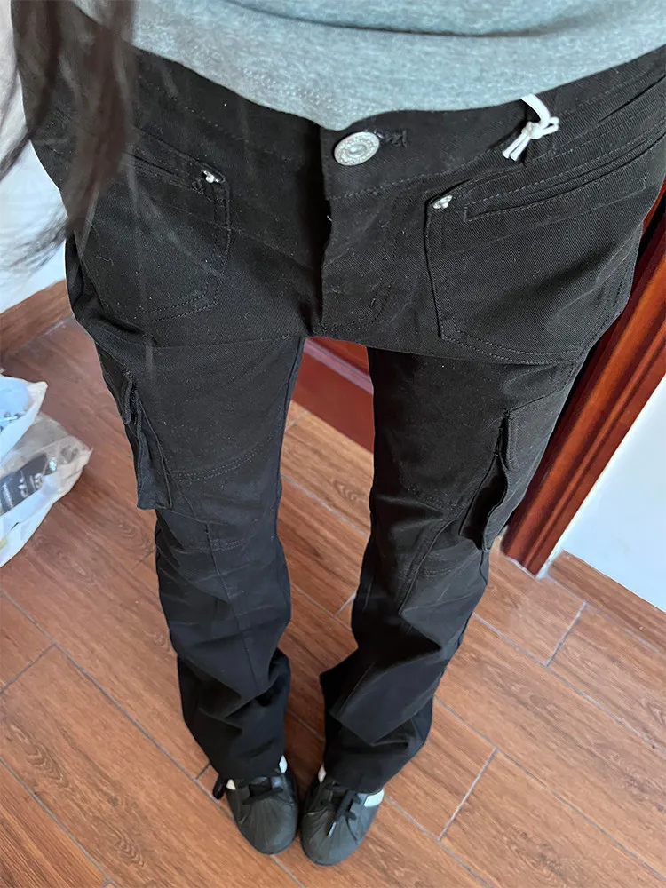 

Ретро-джинсы для мужчин в стиле американского парашютиста, функциональные, прямого кроя, узкие, расклешенные брюки