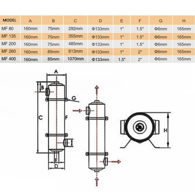 Swimming pool spa cold and hot water heat exchanger stainless steel three T heat exchanger swimming pool tube heat exchanger