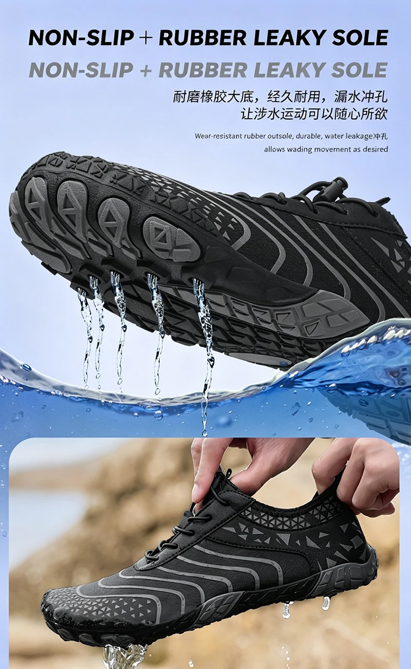 Summer Wide-Head Wading Shoes Men Barefoot Upstream Sketch Shoes Fitness Cycling Yoga Casual Sandals Women Water Sports Shoes