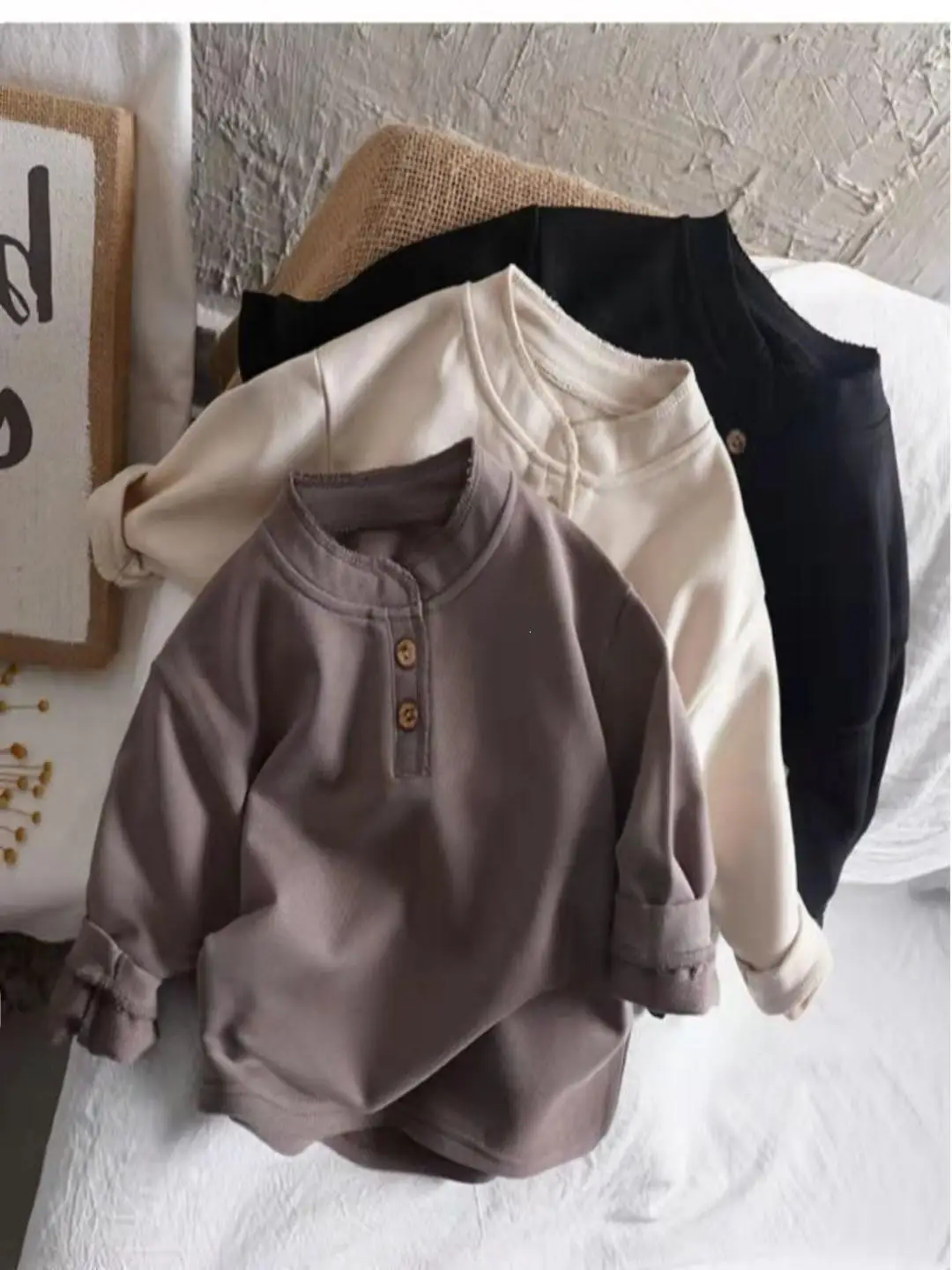 New 2026 Korean Style Baby Long Sleeve T-Shirt Spring Autumn Casual Soft Breathable Sweatshirt Material Male Female Children