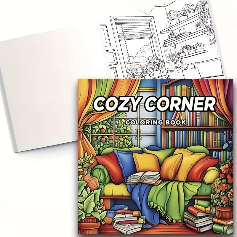 Cozy Corner Coloring Book Warm Hygge Illustrations for Adults Stress Relief Relaxation Art Therapy Gift