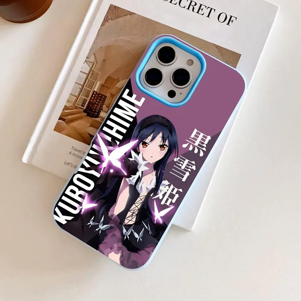

Чехол для телефона Accel World Kuroyukihime для iPhone 17 16 15 14 13 12 11 Air Pro Max Plus, двухслойный, светло-голубой, с эффектом желе