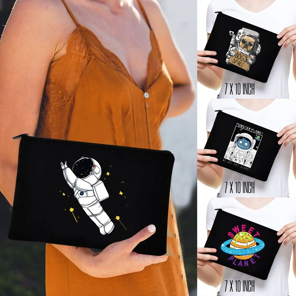 Cosmetic Bags Women Makeup Bag Beach Holiday Travel Astronaut Pattern Zipper Pouch Travel Toiletry Organizer Party Make Up Bag