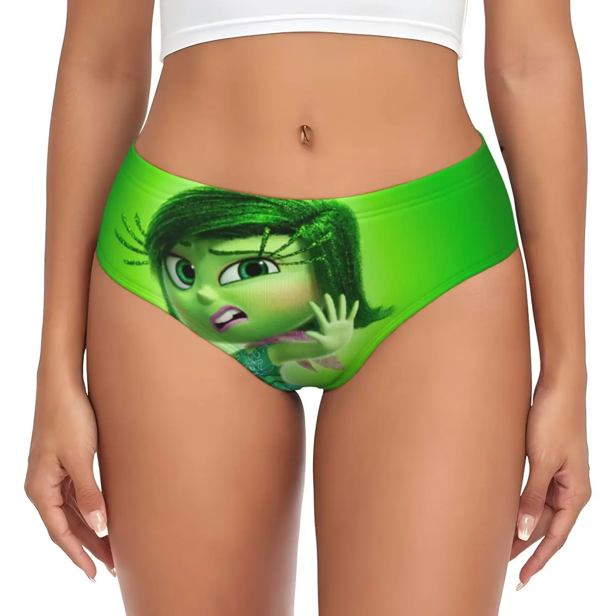 Custom Women Inside Out Disgust Anime Cartoon Brief Panties Female Comfort Underwear Underpants