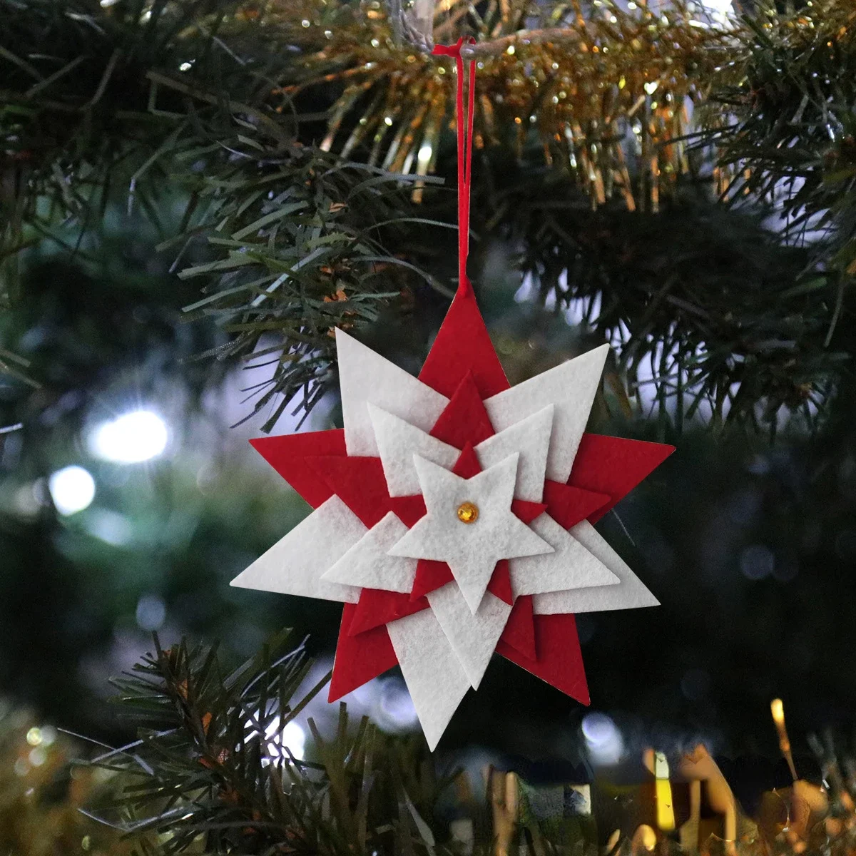 Five-Pointed Star Christmas Tree Toppers Christmas Felt Pendant Drop Ornament Wall Haning Decoration Holiday New Year Pary Decor